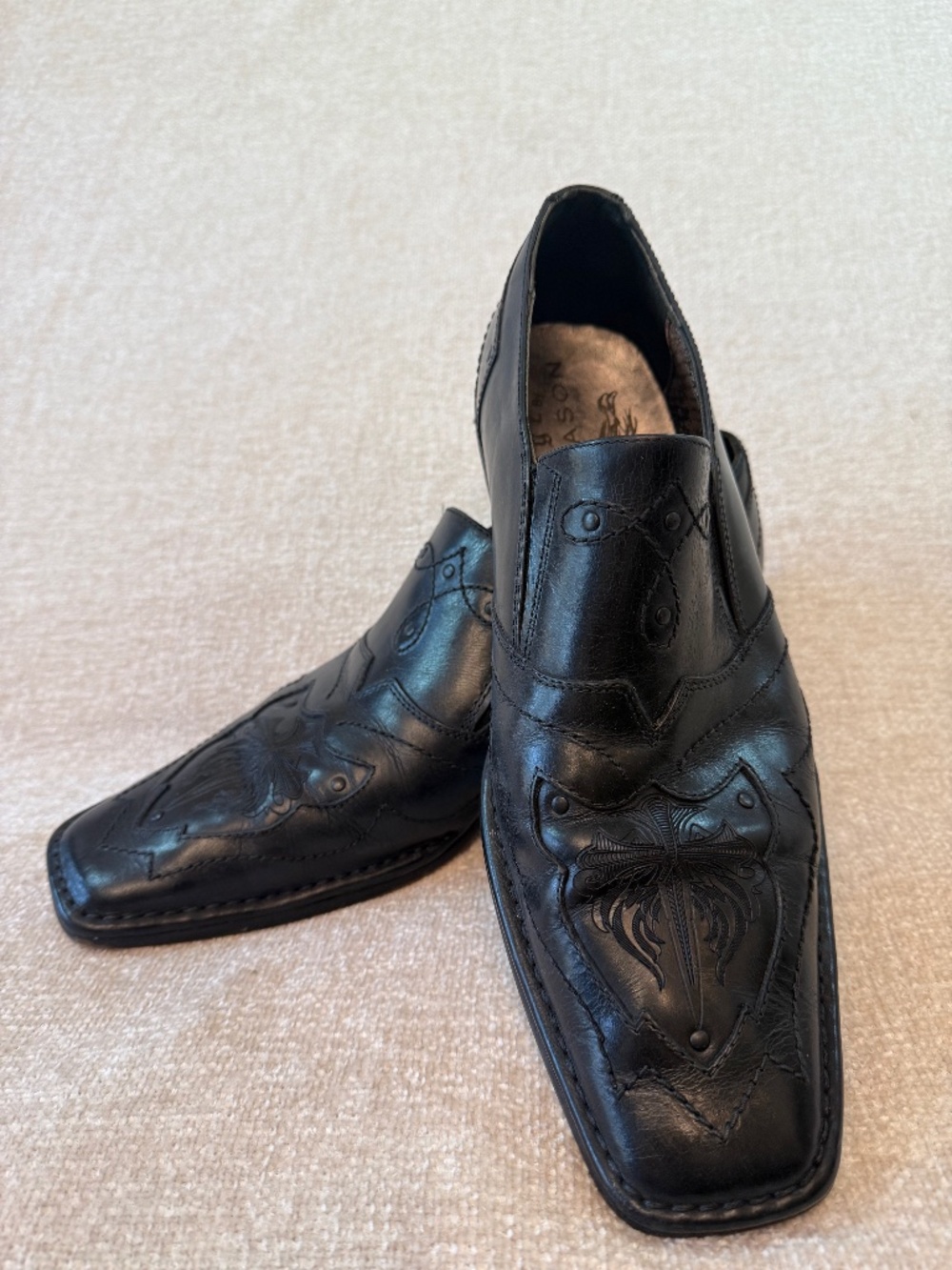 Lounge by Mark Nason Black Leather U Rock Slip On Loafer Men's 10D